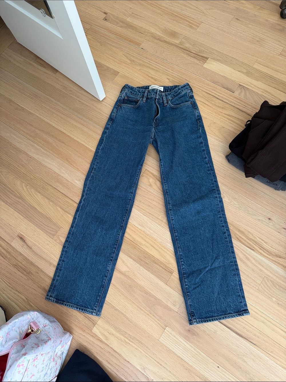 Denim forum low rise straight leg jeans